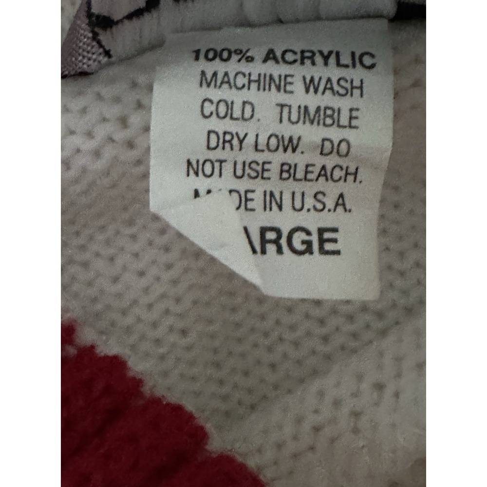 Vintage PUERTO RICO Spellout Sweater White Red Y2K Women's Large by Rave - Picture 12 of 16